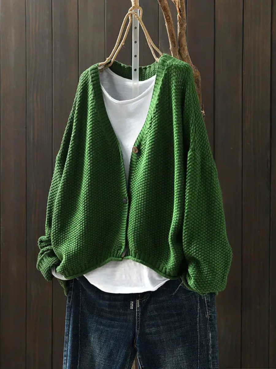 Women's Oversized Chunky Knit V-Neck Cardigan