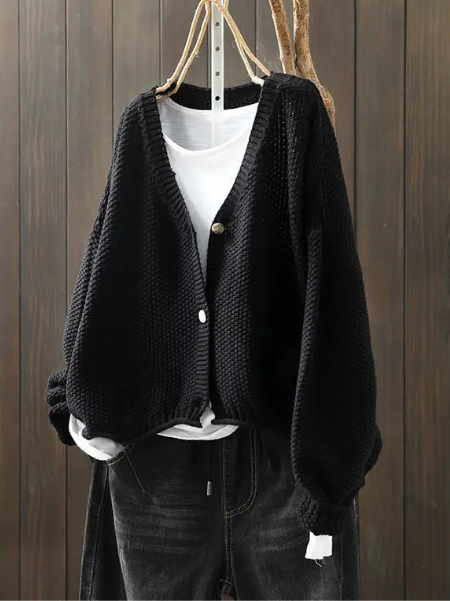 Women's Oversized Chunky Knit V-Neck Cardigan