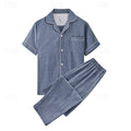 Men's Relaxed Lapel Two-Piece Set - Blue