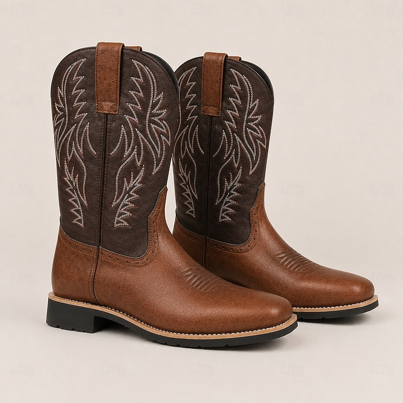 Men's Classic Two-Tone Western Cowboy Boots