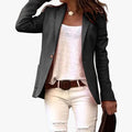 Women's Notch Lapel Single-Button Structured Blazer - Black