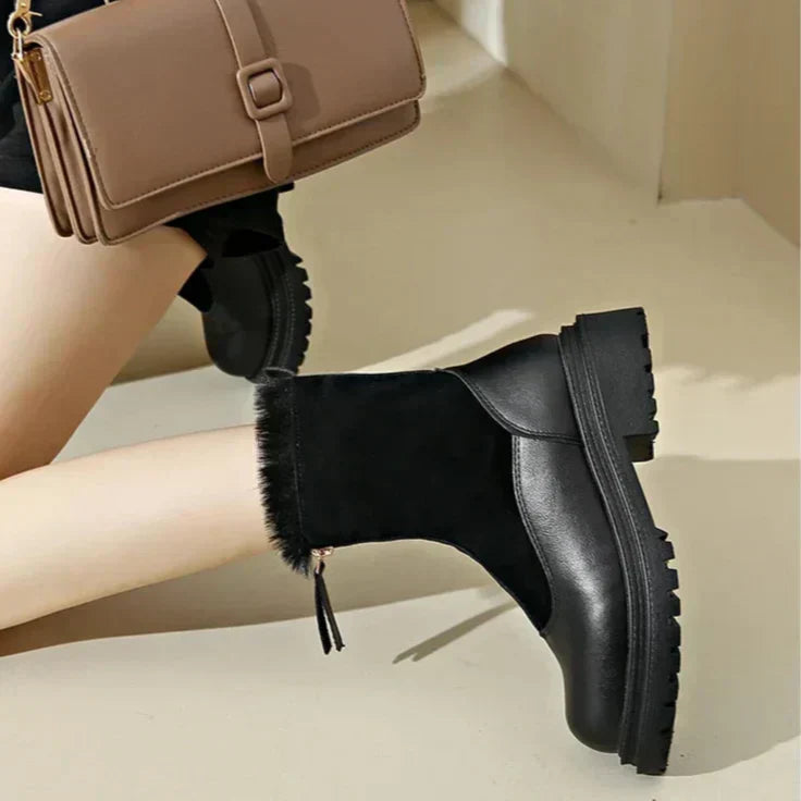 Women's Faux Fur Lined Front-Zip Winter Boots