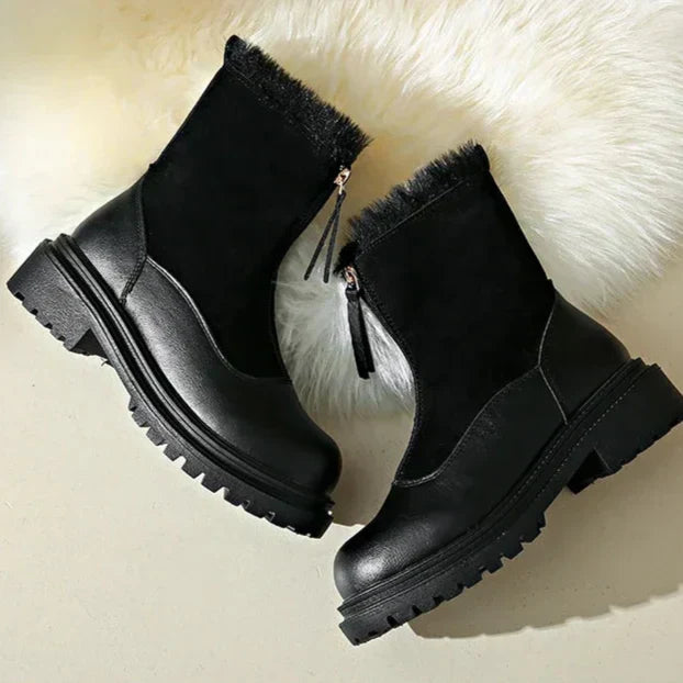 Women's Faux Fur Lined Front-Zip Winter Boots