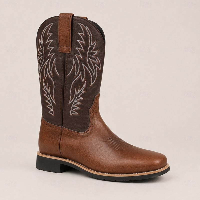 Men's Classic Two-Tone Western Cowboy Boots