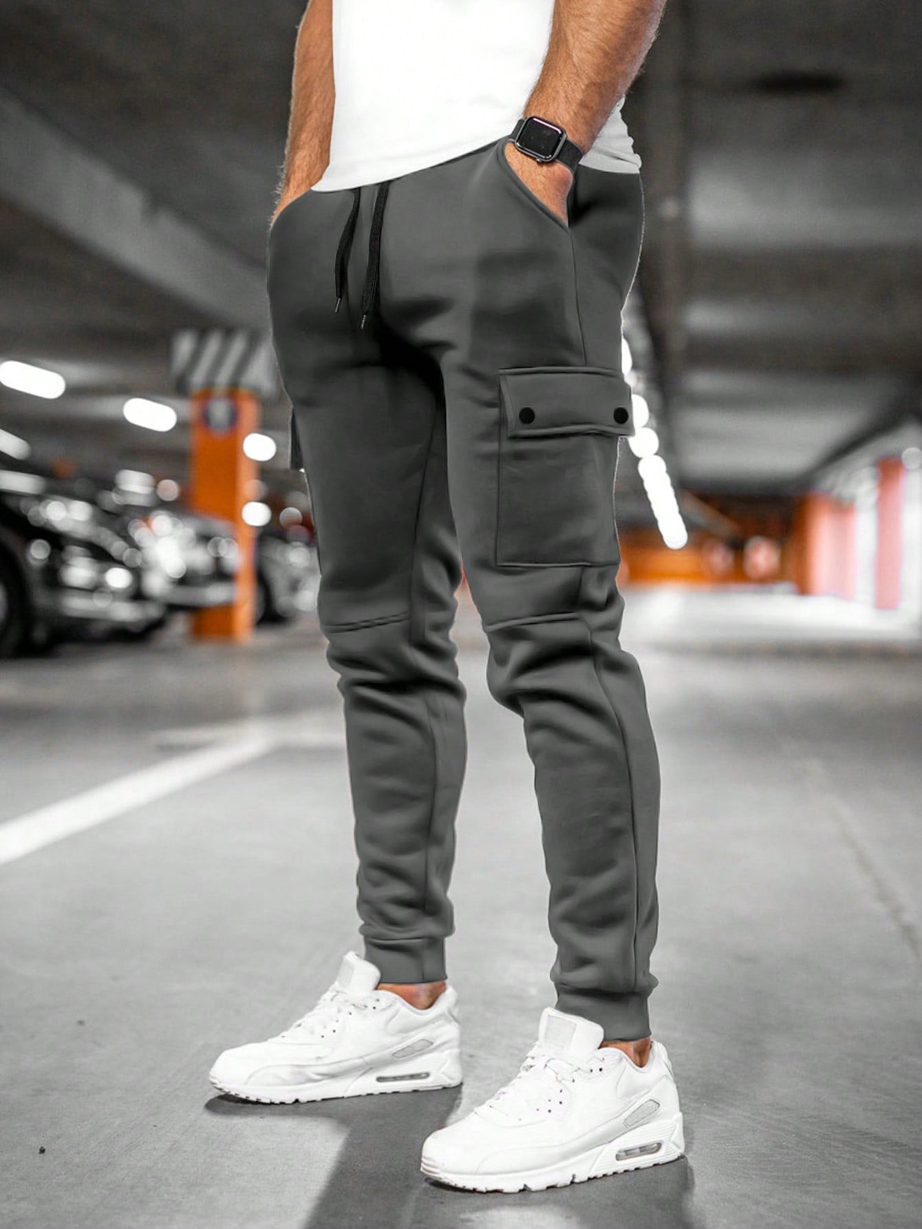 Men's Lightweight Stretch Cropped Jogging Pants - Dark Gray