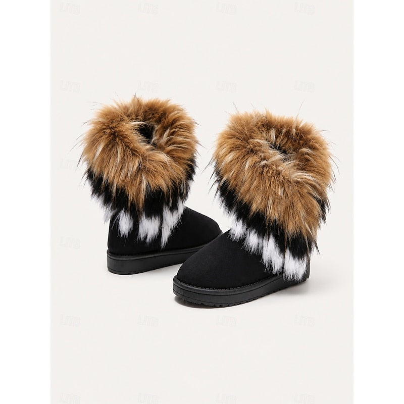 Women's Fluffy-Trim Slip-On Winter Boots