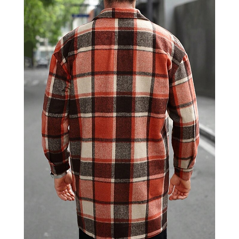 Women's Checked Overshirt Shirt Jacket with Chest Pockets