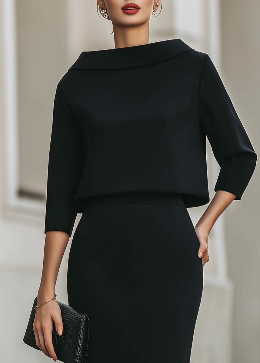 Women's Boat Neck Top Midi Skirt Set