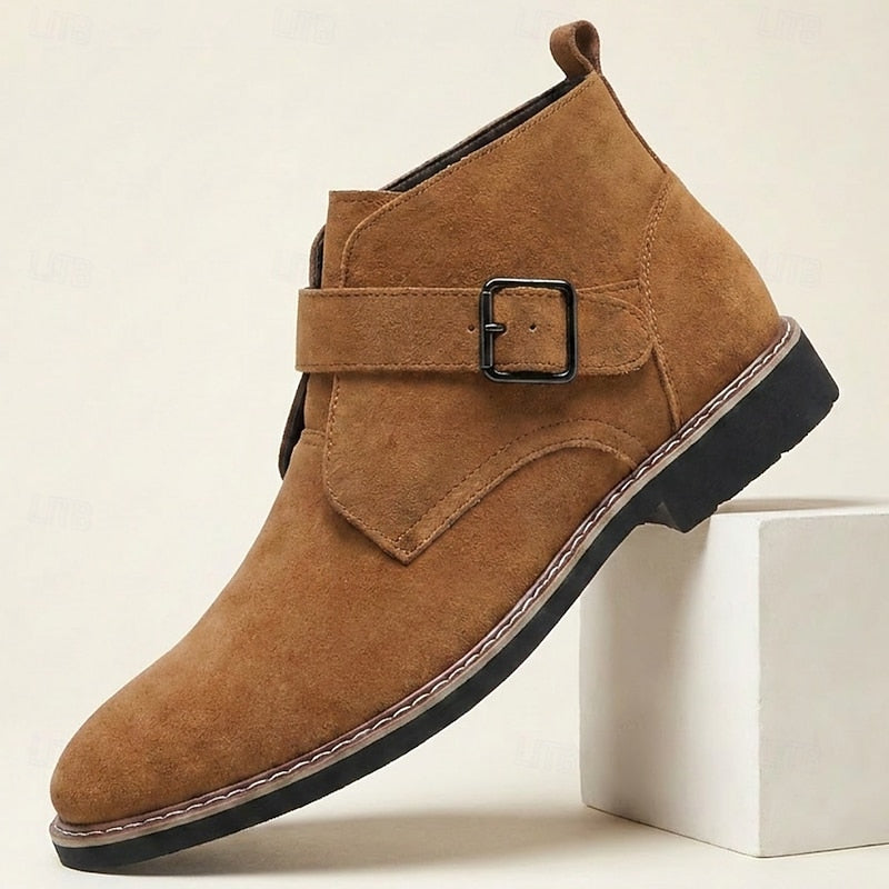 Men's Buckled Ankle Boots - Brown
