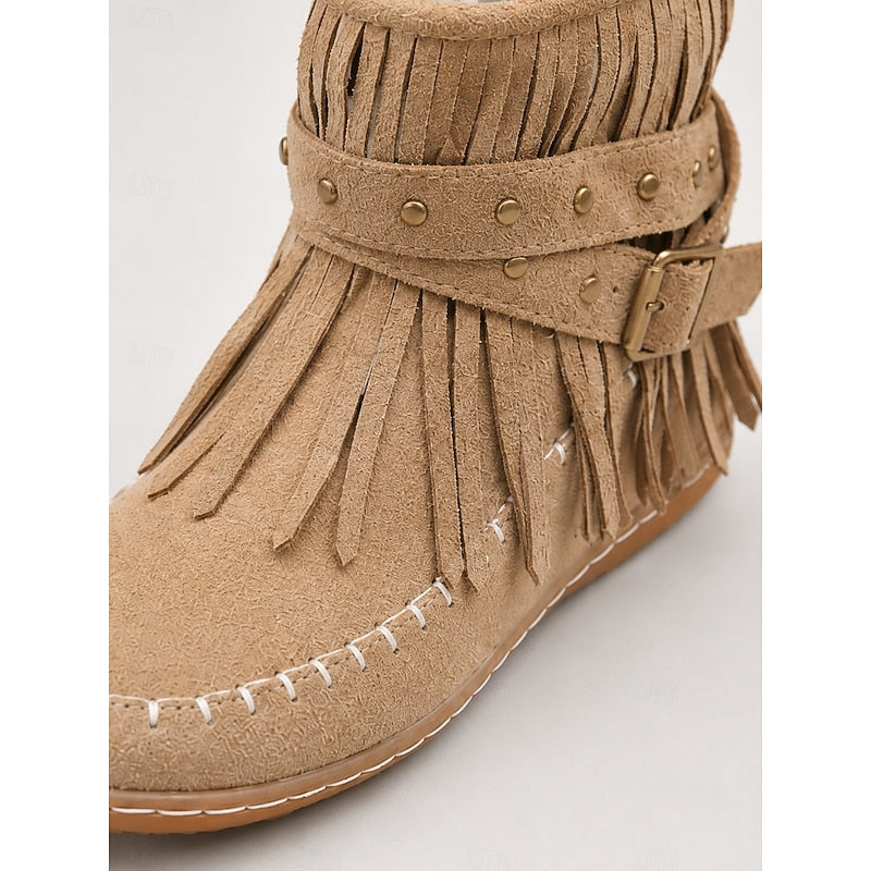 Women's Fringe Moccasin Ankle Boots