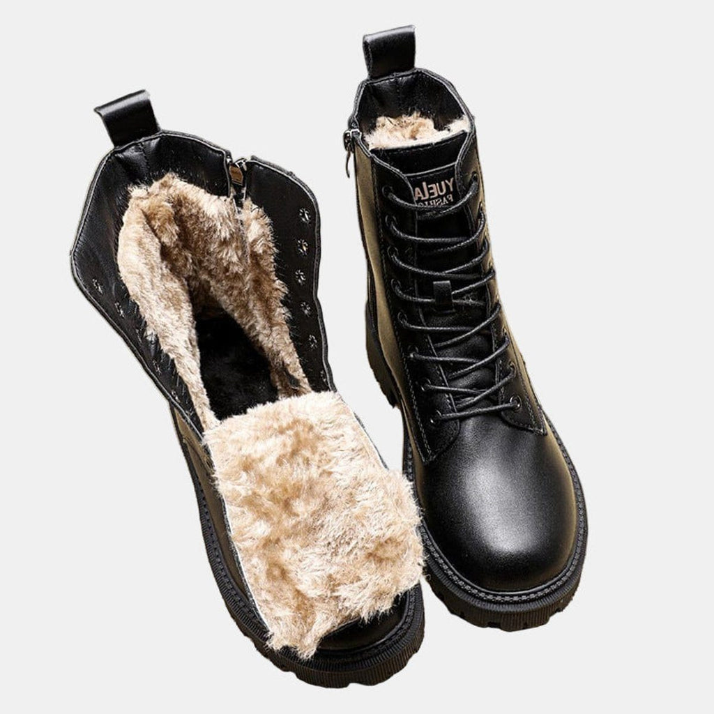 Women's Fleece-Lined Lace-Up Combat Boots
