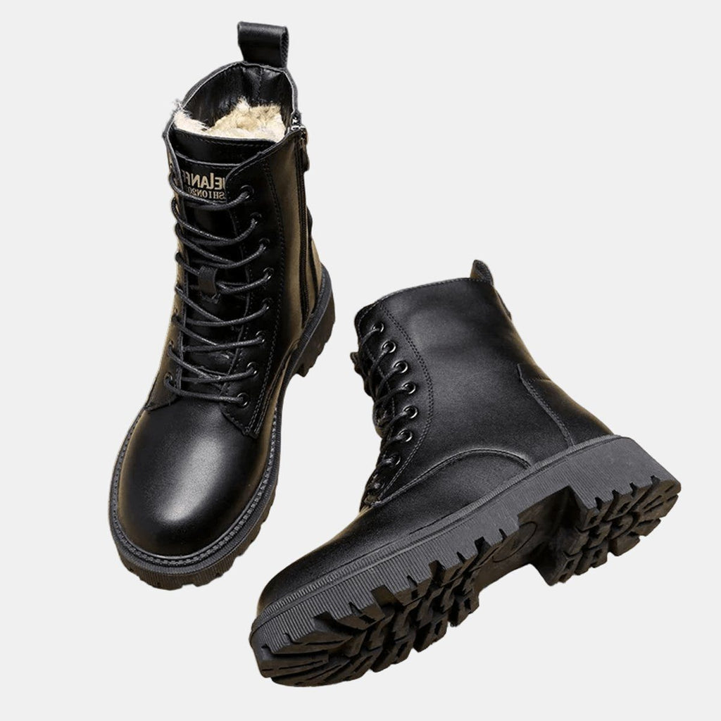 Women's Fleece-Lined Lace-Up Combat Boots