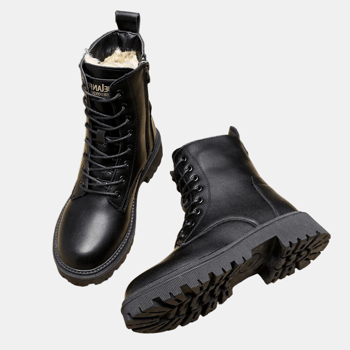 Women's Fleece-Lined Lace-Up Combat Boots