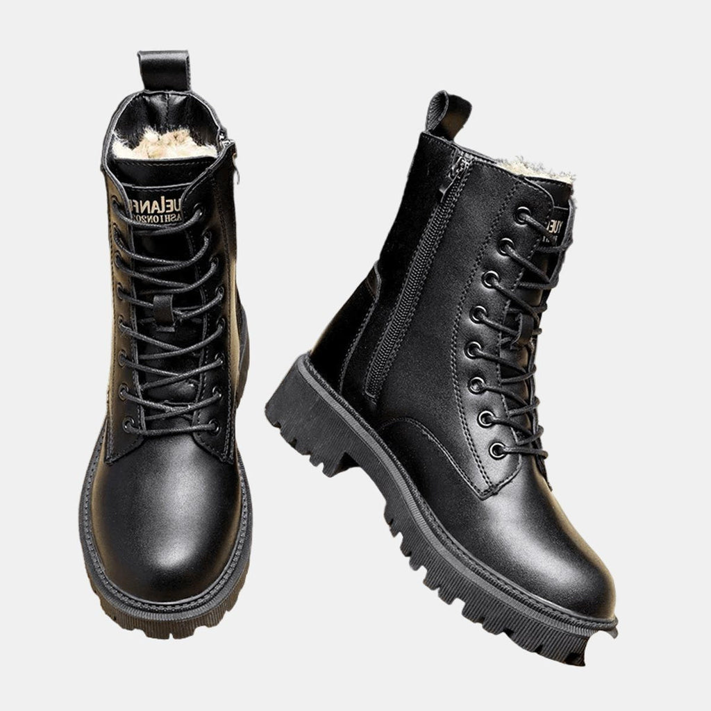 Women's Fleece-Lined Lace-Up Combat Boots