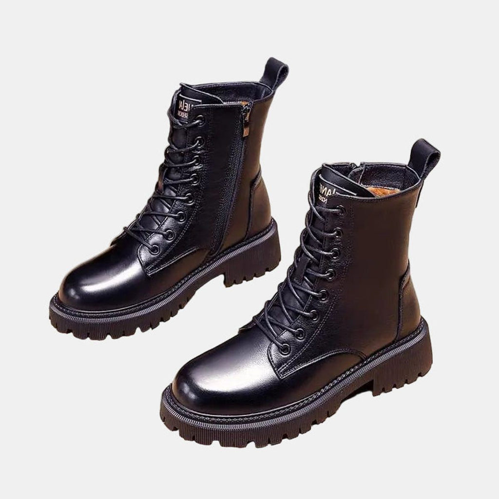 Women's Fleece-Lined Lace-Up Combat Boots