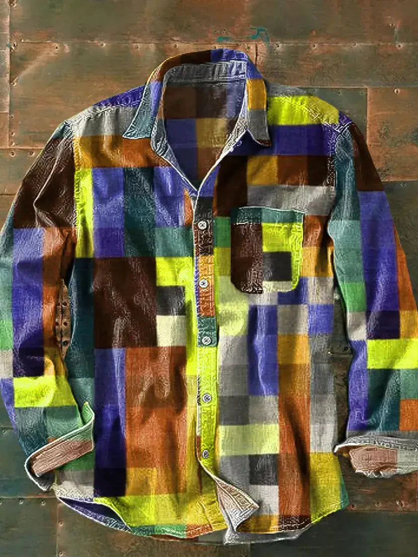 Men's Printed Long-Sleeve Shirt - Light Green