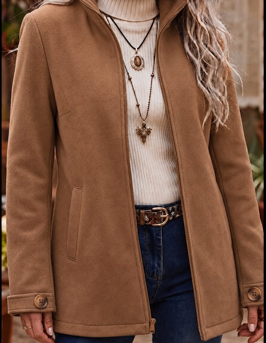 Women's Zip-Up Stand Collar Jacket