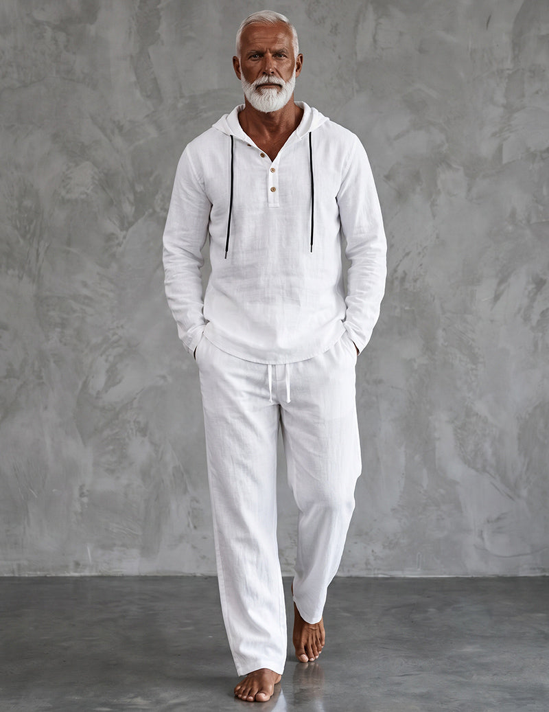Men's Hooded Henley Lounge Set