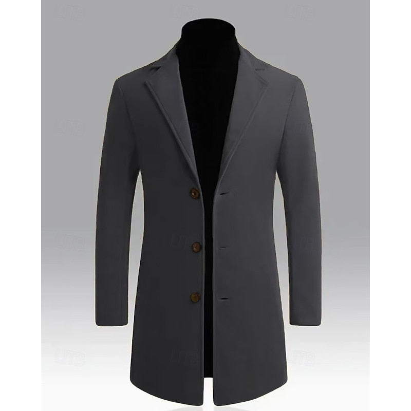 Men's Classic Long Overcoat with Roomy Pockets