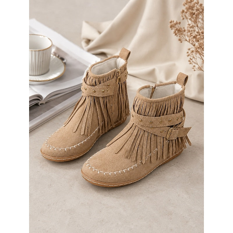 Women's Fringe Moccasin Ankle Boots