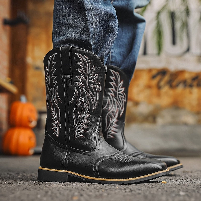 Men's Classic Two-Tone Western Cowboy Boots