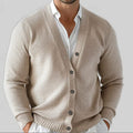 Men's Relaxed Fit V-Neck Button-Front Knit Cardigan - Beige