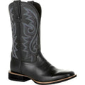 Women's Structured Cowboy Boots with Stitched Shaft - Black