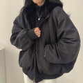 Women's Oversized Bomber Jacket - Black