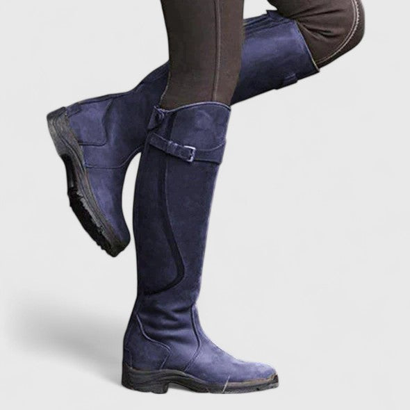 Women's Structured Boots with Buckle Accent