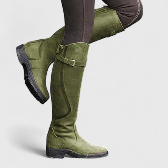 Women's Structured Boots with Buckle Accent