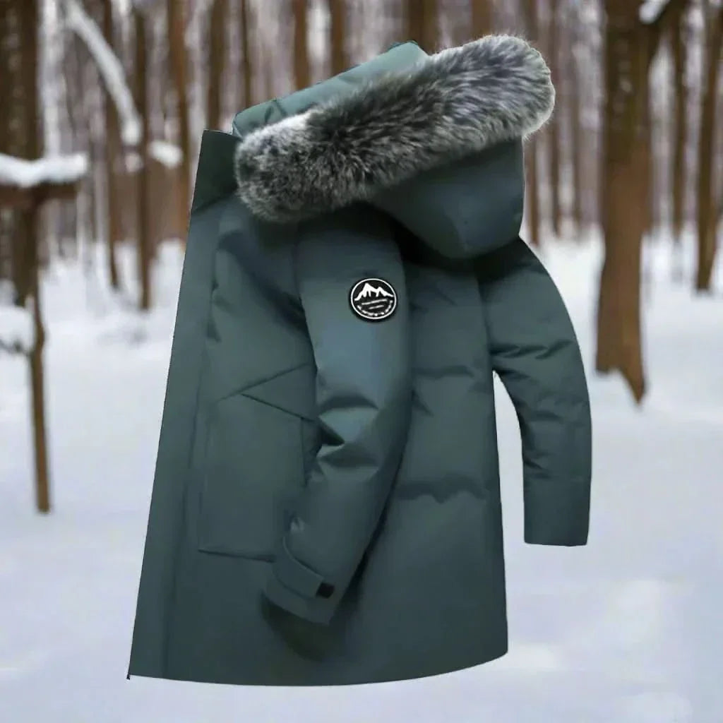 Men's Water-Repellent Long Hooded Winter Parka
