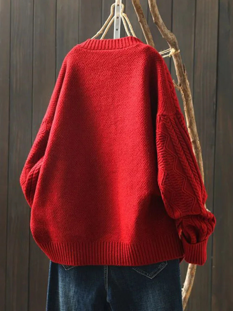 Women's Oversized Cable-Knit Button-Front Cardigan