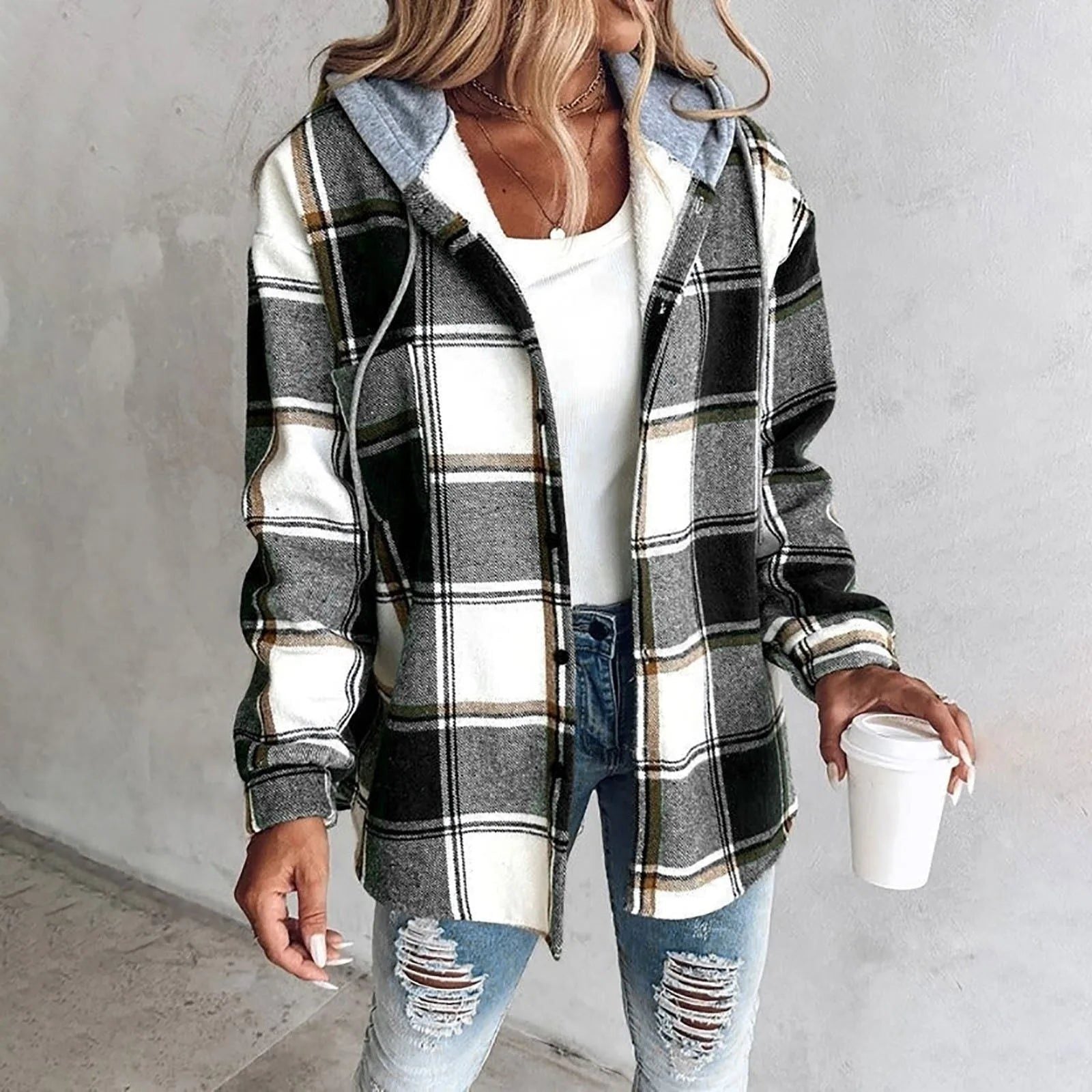 Women's Plaid Oversized Cardigan