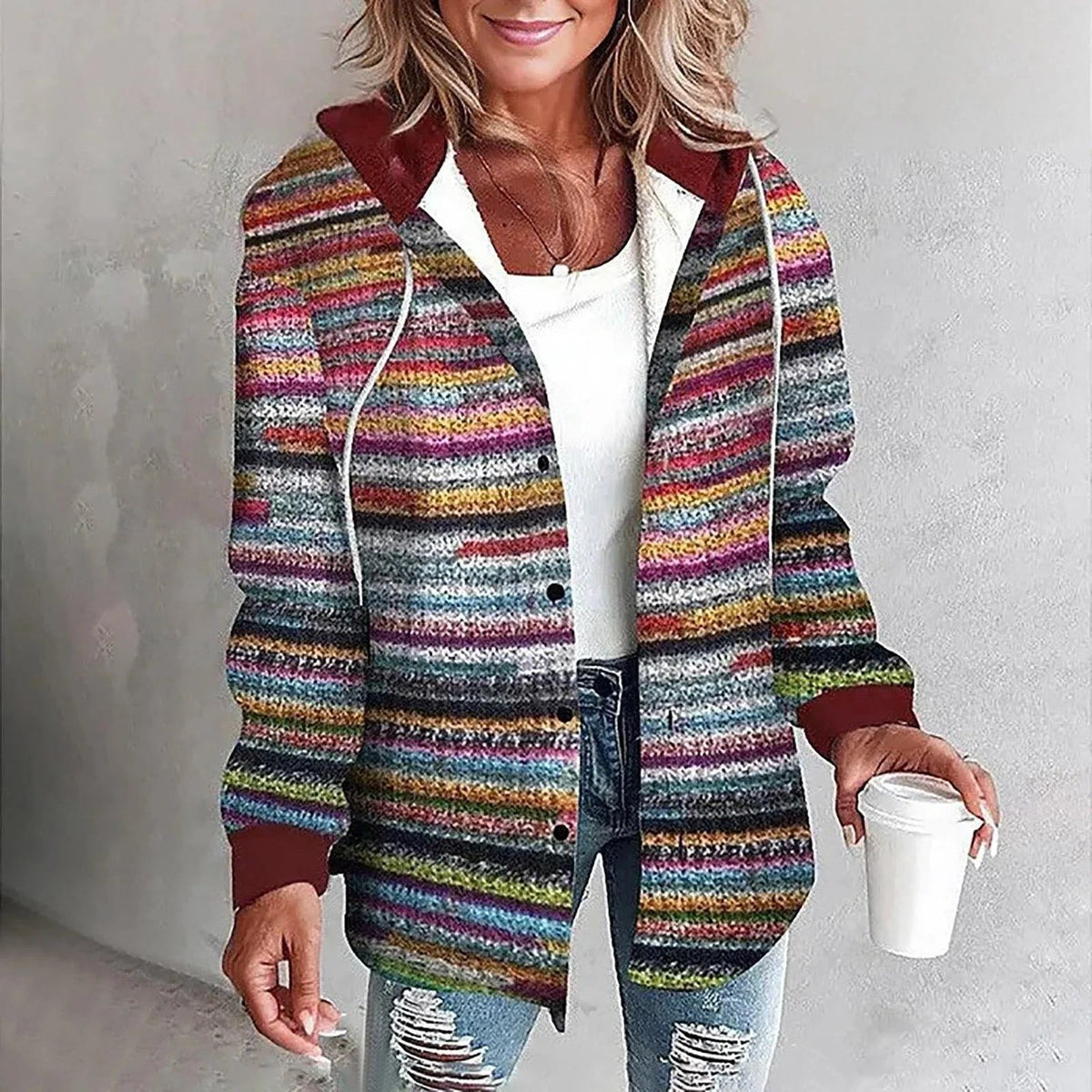 Women's Plaid Oversized Cardigan - Multicolor