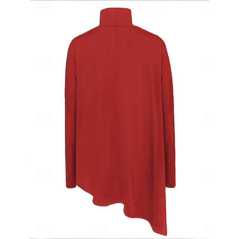 Women's Draped Asymmetric Hem Turtleneck Sweater