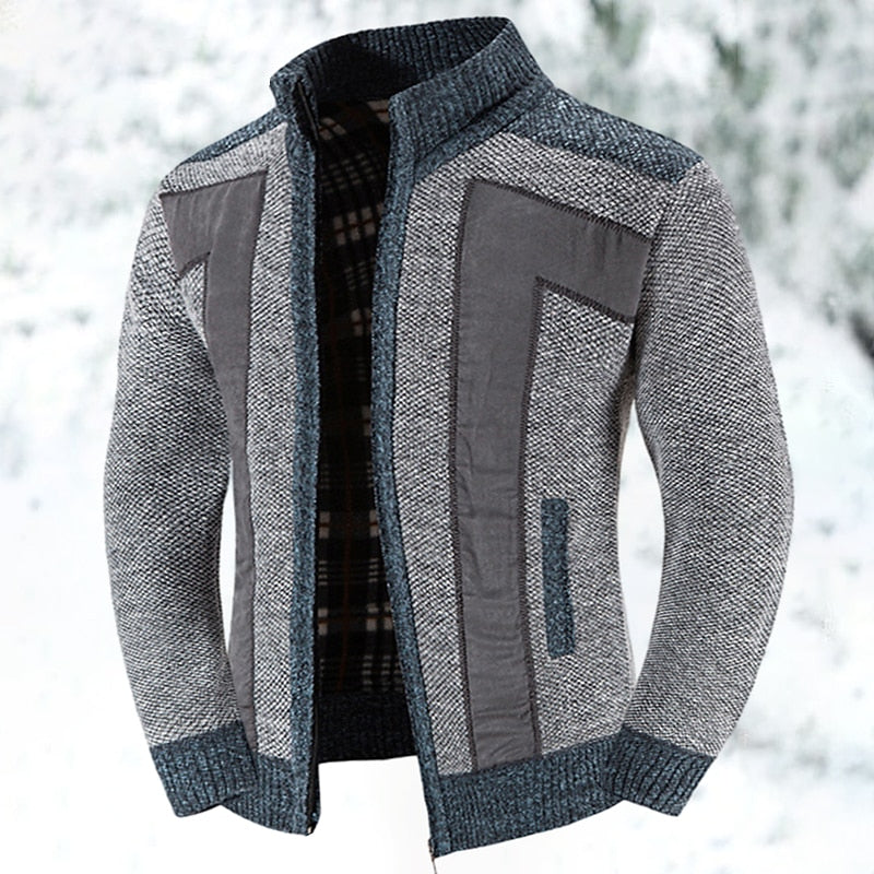 Men's Color-Block Lined Full-Zip Cardigan