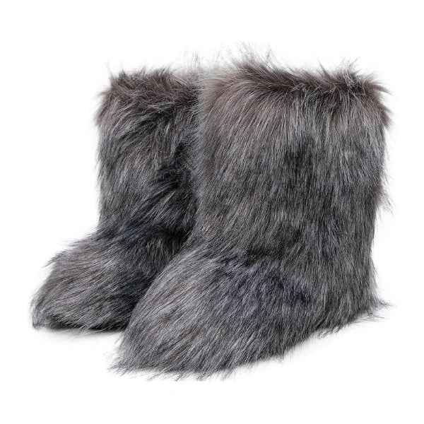 Women's Plush Texture Slip-On Ankle Boots - Gray