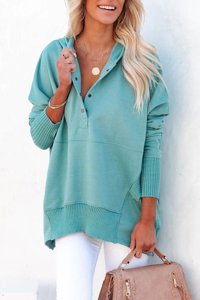 Women's Oversized Henley Pullover Hoodie