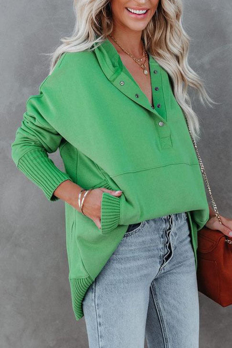Women's Oversized Henley Pullover Hoodie