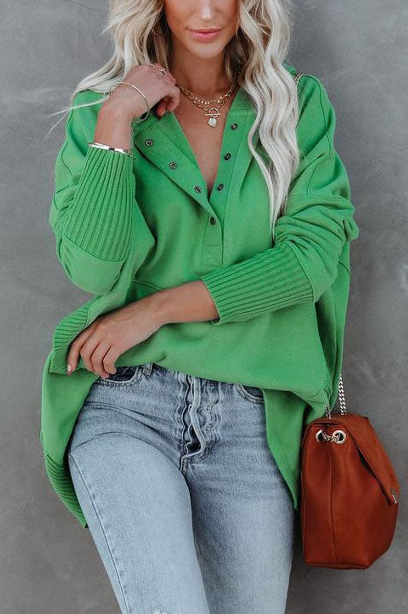 Women's Oversized Henley Pullover Hoodie