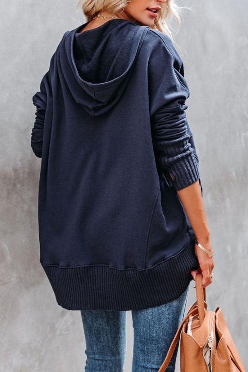 Women's Oversized Henley Pullover Hoodie