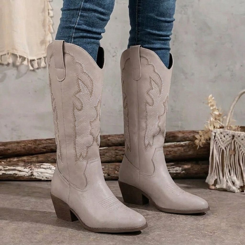Women's Embroidered Block Heel Cowgirl Boots