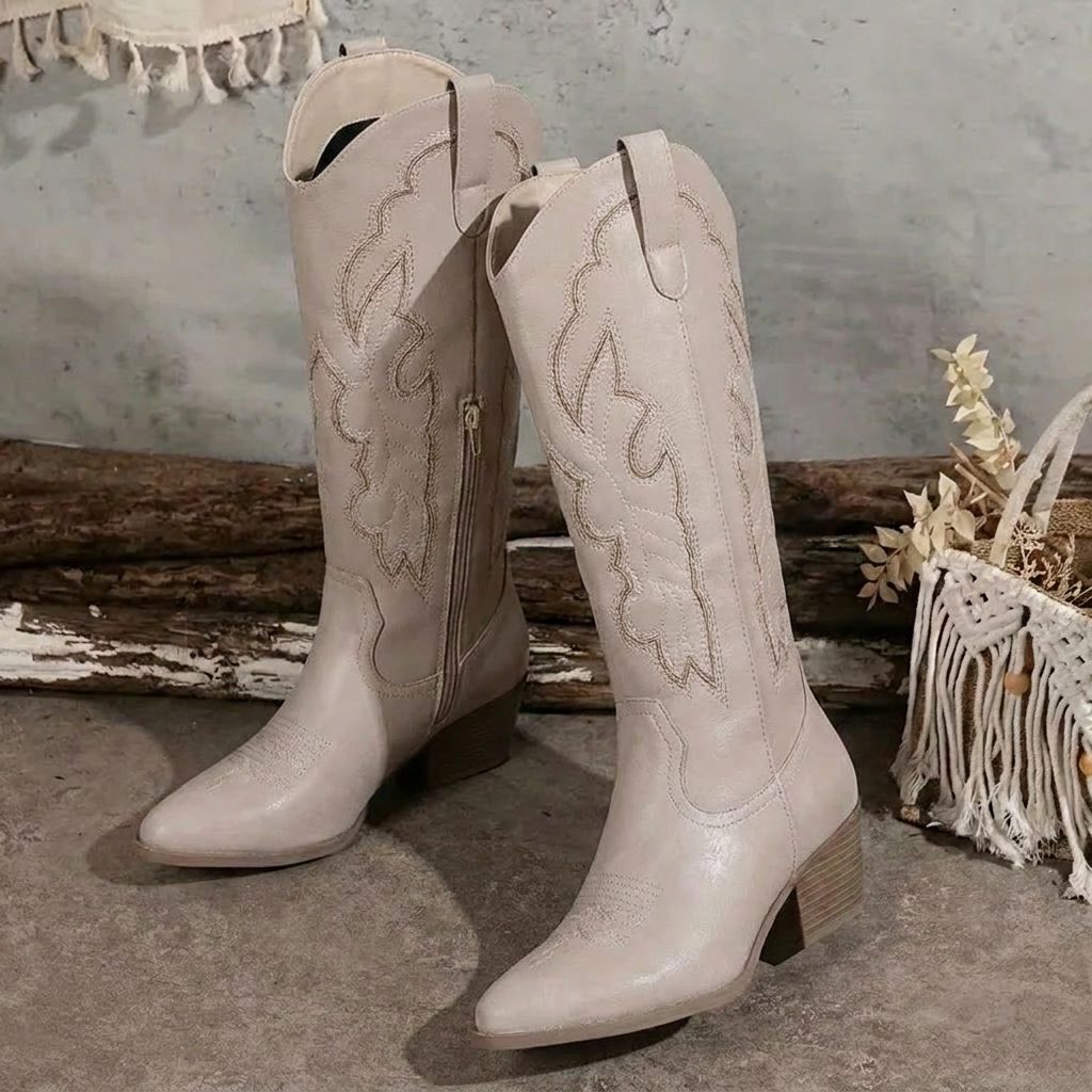 Women's Embroidered Block Heel Cowgirl Boots