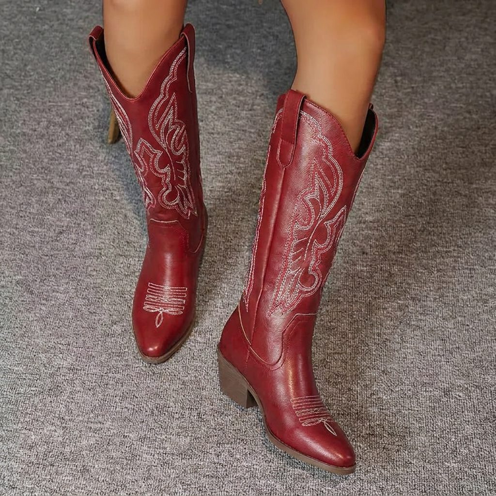 Women's Embroidered Block Heel Cowgirl Boots