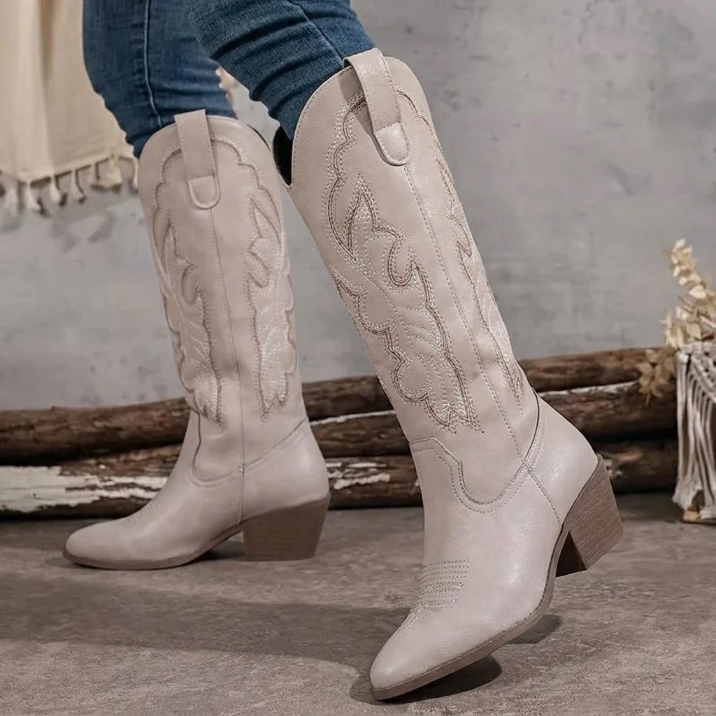 Women's Embroidered Block Heel Cowgirl Boots