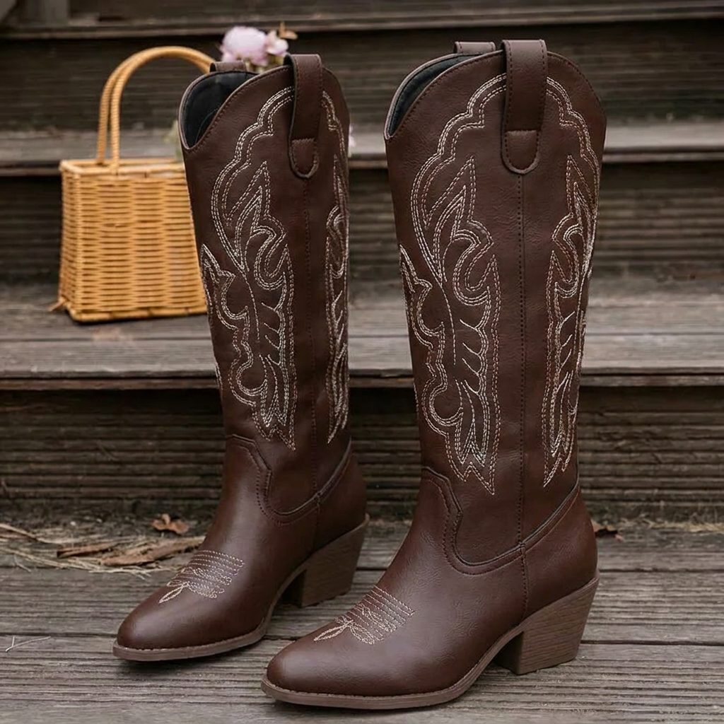 Women's Embroidered Block Heel Cowgirl Boots