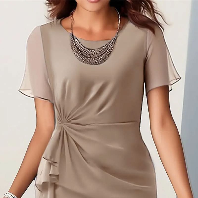 Women's Flutter Sleeve Ruffle Wrap Midi Dress