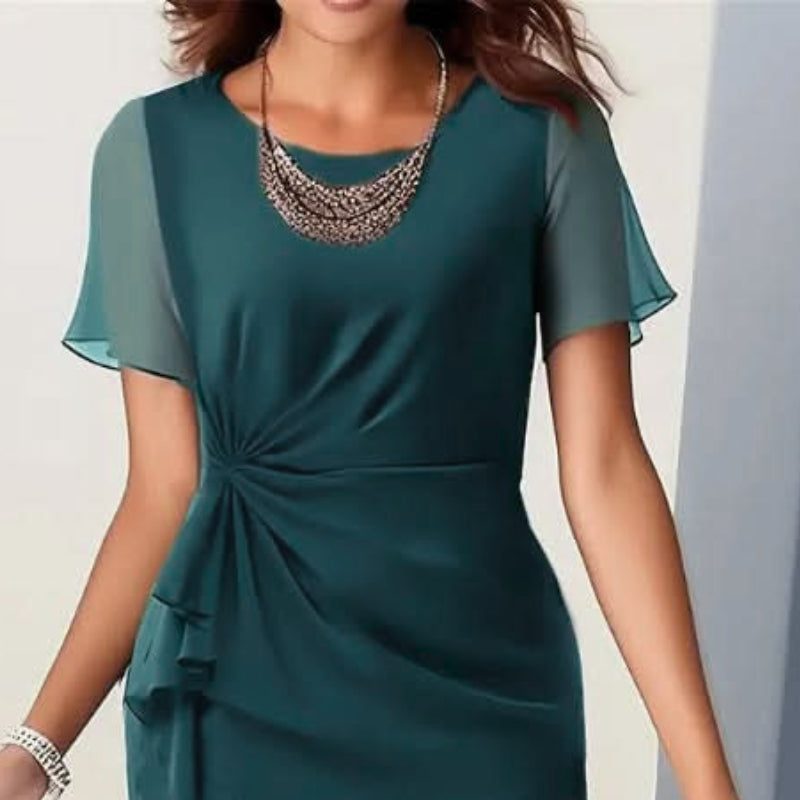 Women's Flutter Sleeve Ruffle Wrap Midi Dress