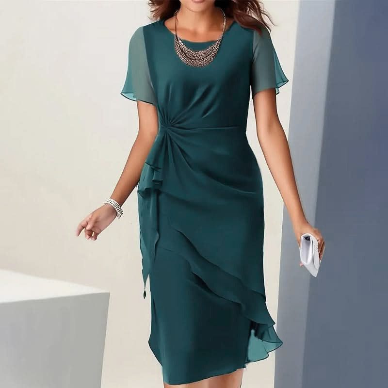 Women's Flutter Sleeve Ruffle Wrap Midi Dress - Green