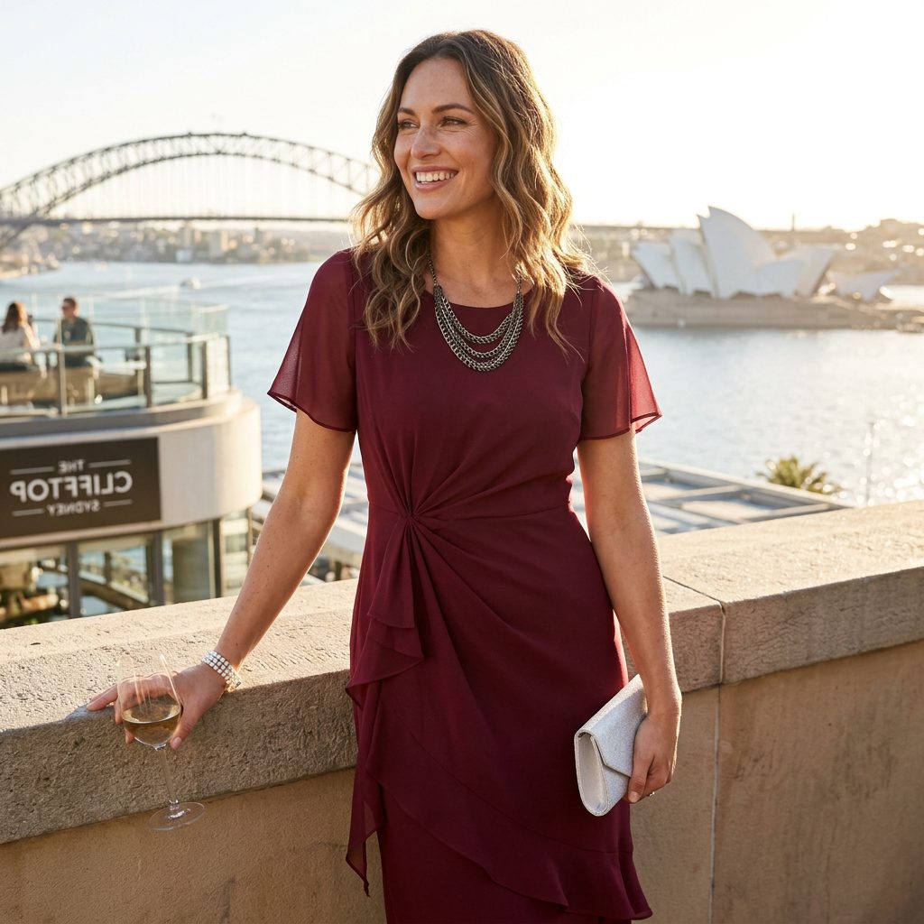 Women's Flutter Sleeve Ruffle Wrap Midi Dress